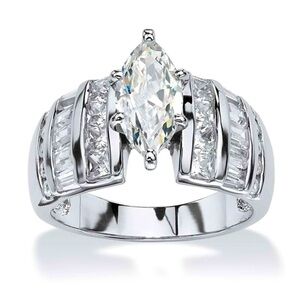 NWOT - Oval-Shaped Marquis-Cut Prong Set Baguette CZ Fashion Jewelry Ring
